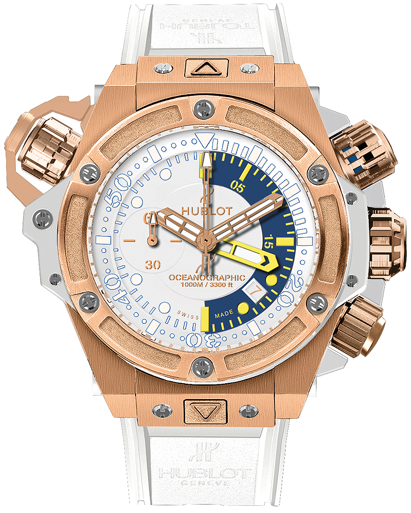 replicas Hublot King Power Oceanographic 1000 King Gold White 732.OE.2180.RW watches